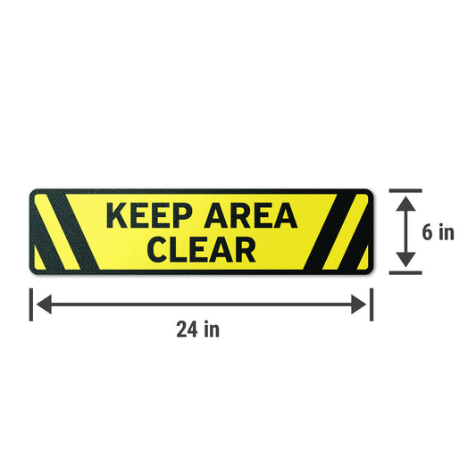 24 x 6in Floor Sticker: Keep Area Clear Sign (2-Pack)