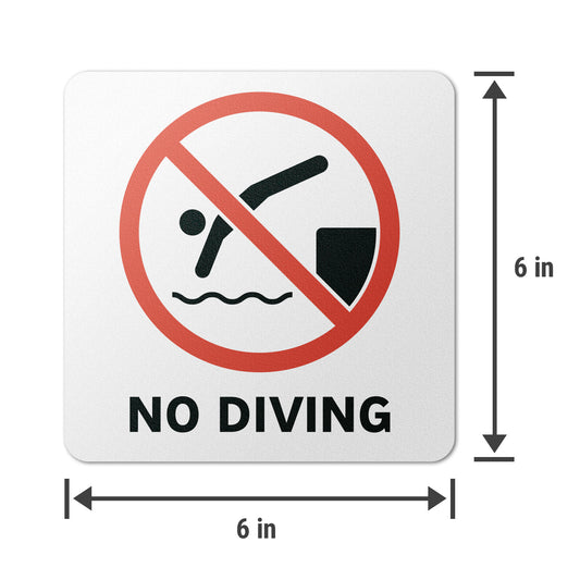 6 x 6in Floor Sticker: No Diving Sign (2-Pack)