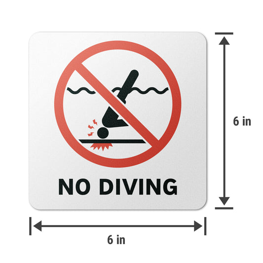 6 x 6in Floor Sticker: No Diving Sign (Shallow Water) (2-Pack)