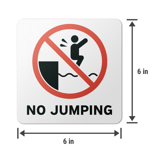 6 x 6in Floor Sticker: No Jumping Pool Sign (2-Pack)