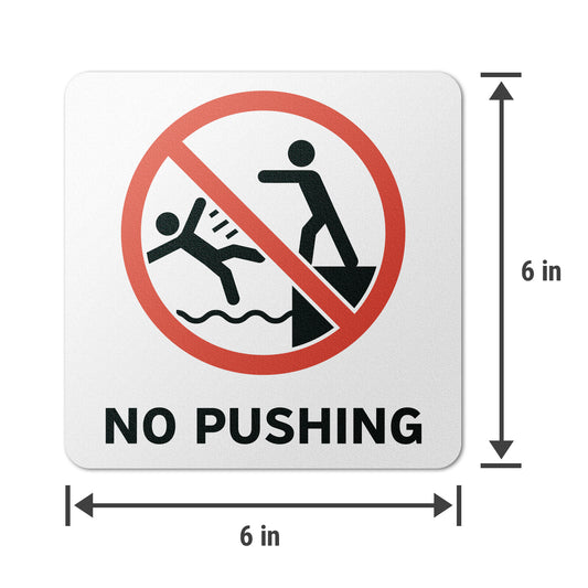 6 x 6in Pool Safety Floor Decals: No Pushing Signs (2-Pack)