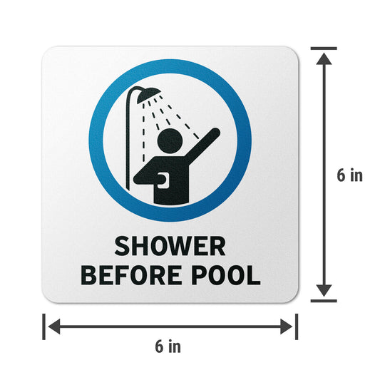 6 x 6in Floor Decal: Shower Before Pool Hygiene Sign (2-Pack)