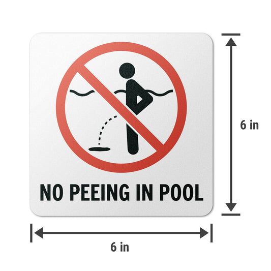 6 x 6in Floor Decal: No Peeing in Pool Hygiene Sign (2-Pack)