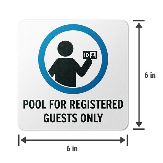 6 x 6in Floor Decal: Registered Guests Only Pool Sign (2-Pack)