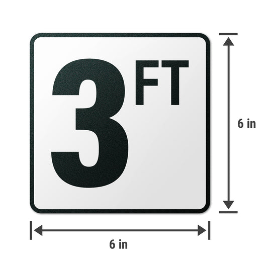 6 x 6in Floor Decal: 3 FT Depth Markers Pool Sign (2-Pack)