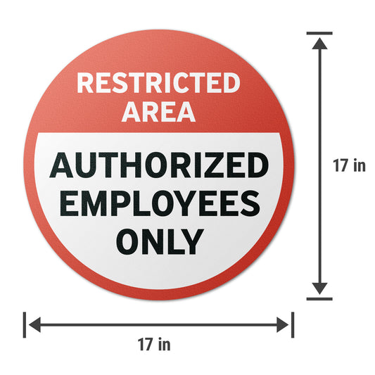 17 x 17in Floor Decals: Restricted Area, Authorized Employees Only (2-Pack)