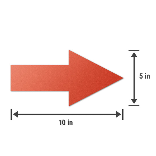 10 x 5in Floor Decals: Red Arrow Directional Stickers (2-Pack)