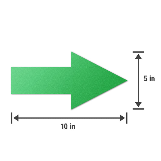 10 x 5in Floor Decals: Green Arrow Directional Stickers (2-Pack)