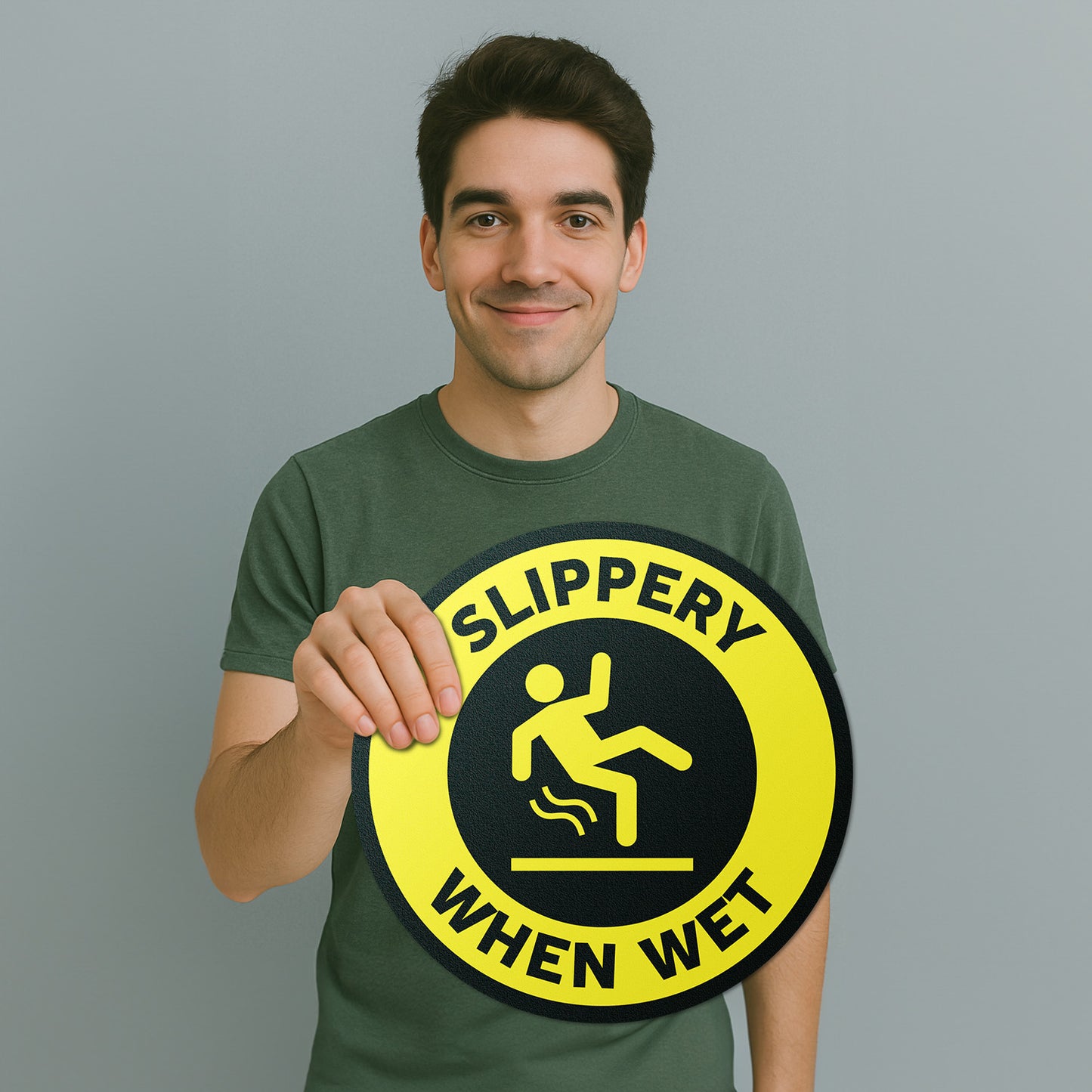 17 x 17in Floor Decals: Slippery When Wet Sign (2-Pack)