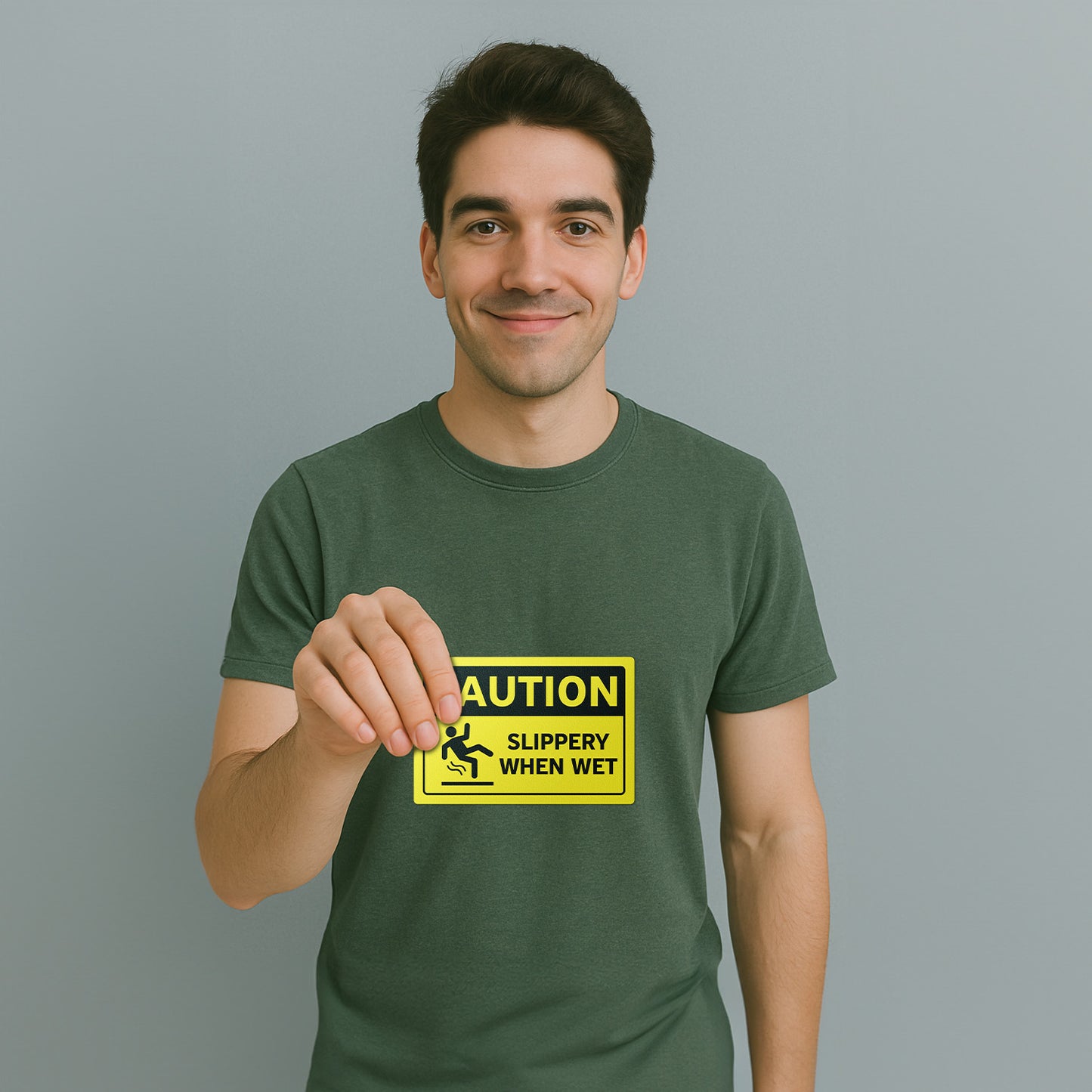 6 x 4in Warning Sticker: Caution Slippery When Wet Floor Sign (2-Pack)