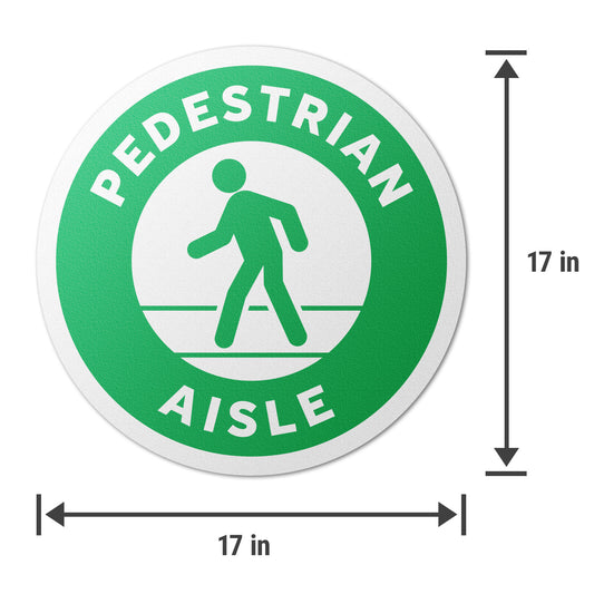 17 x 17in Floor Decals: Pedestrian Aisle Sign (2-Pack)