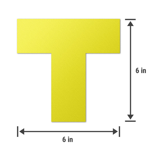 6 x 6in Floor Sticker: T-Shaped Yellow Label (2-Pack)