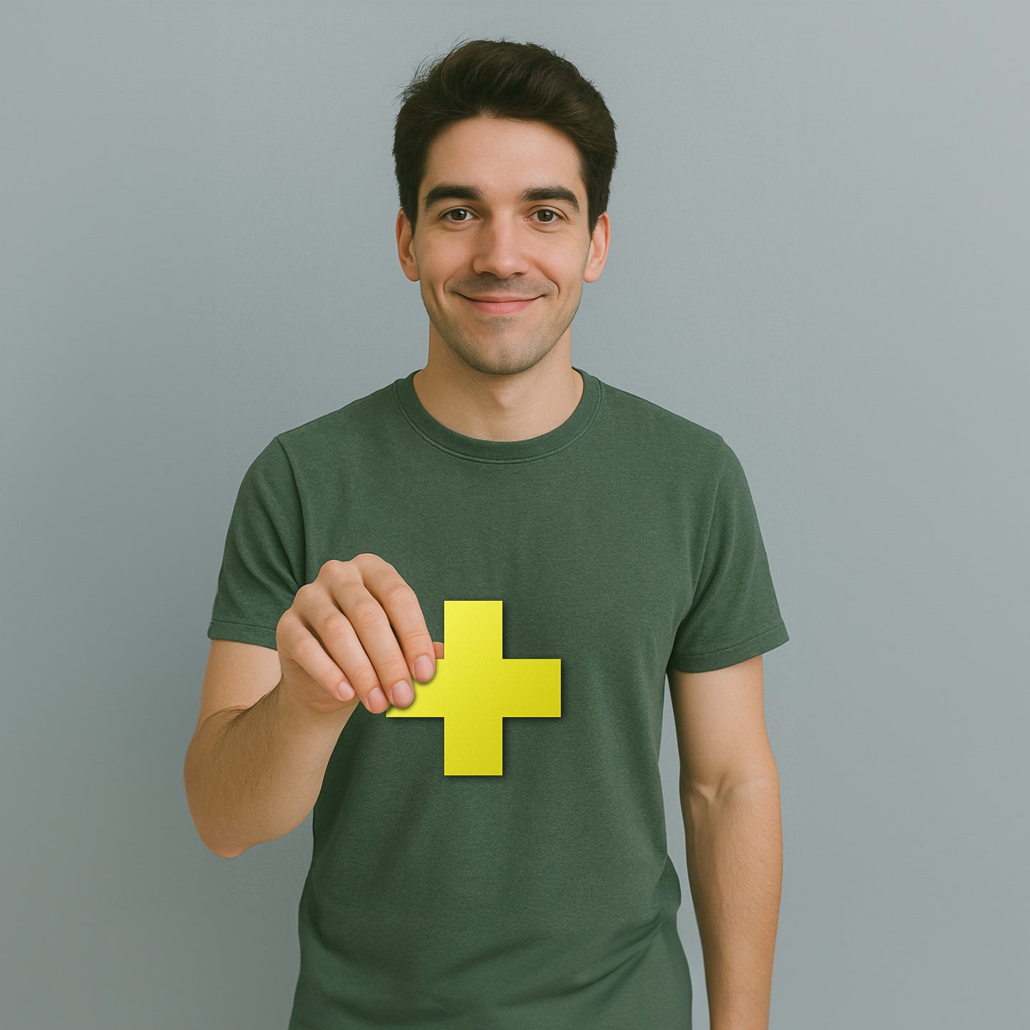 6 x 6in Floor Sticker: Cross-Shaped Yellow Label (2-Pack)