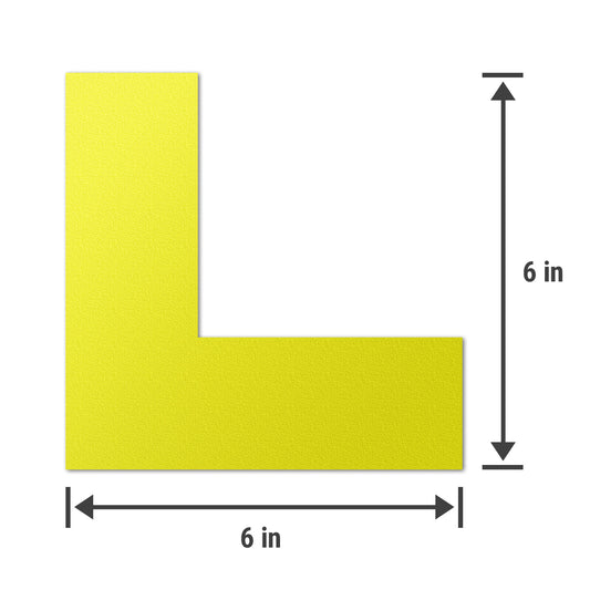 6 x 6in Floor Sticker: L-Shaped Yellow Label (2-Pack)