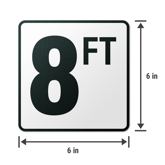 6 x 6in Floor Decals: 8 FT Depth Markers Pool Sign (2-Pack)