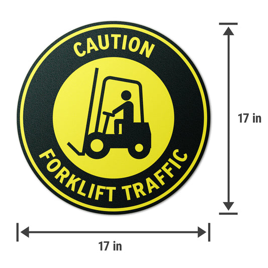 17 x 17in Floor Sticker: Caution Forklift Traffic Sign (2 Pack)