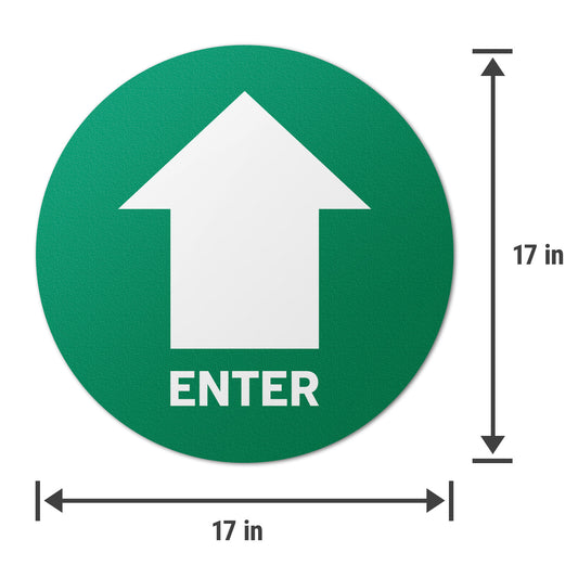 17 x 17in Floor Safety Sticker: Enter Arrow Directional (2-Pack)