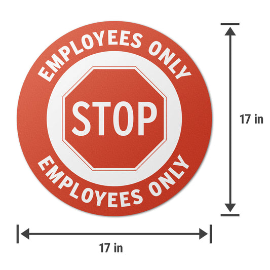 17 x 17in Floor Sticker: STOP Employees Only Sign (2-Pack)