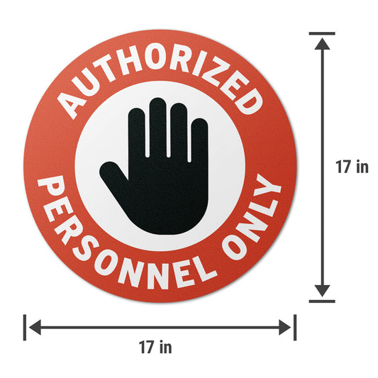 17 x 17in Floor Safety Sticker: Authorized Personnel Only Sign (2-Pack)