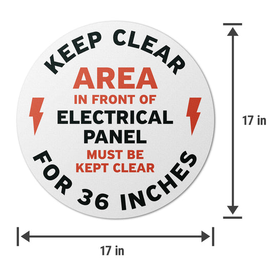 17 x 17in Floor Sticker: Electrical Panel, Keep Clear 36in (2-Pack)