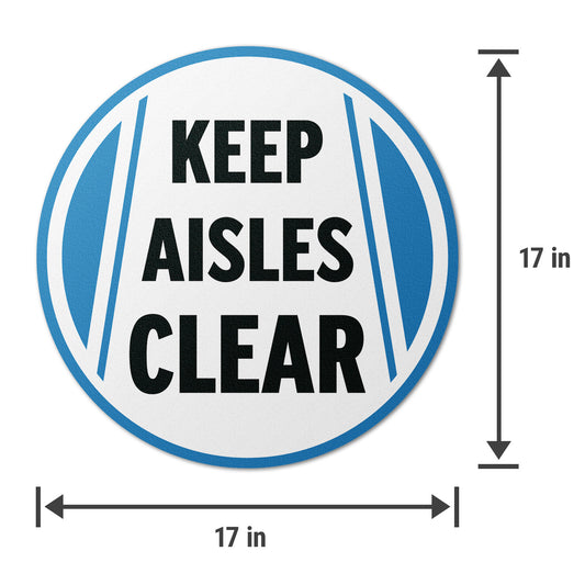 17 x 17in Floor Signs: Keep Aisles Clear Safety Warning Decals (2-Pack)