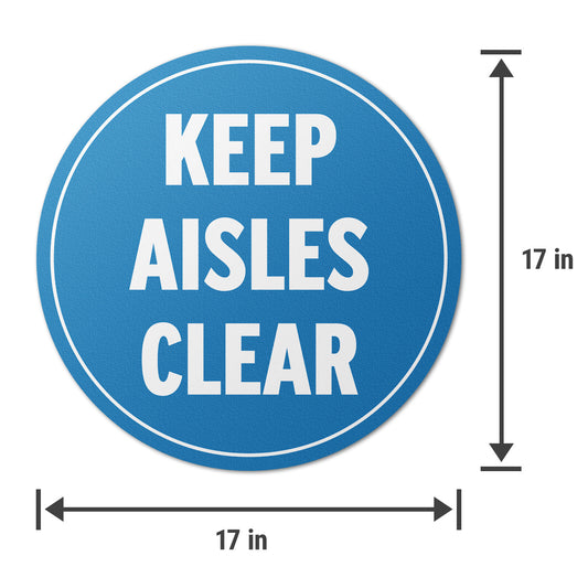 17 x 17in Floor Signs: Keep Aisles Clear Anti-Slip Vinyl (2-Pack)