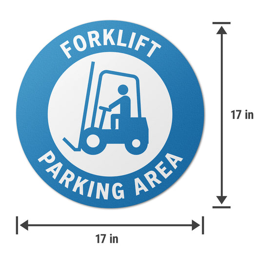 17 x 17in Floor Sign: Forklift Parking Area Sticker (2-Pack)