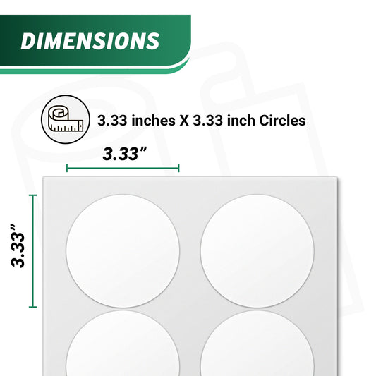 3.33in Blank Circle Labels: White Laser & Inkjet Printable (6 Labels/Sheet, 150 Sheets)