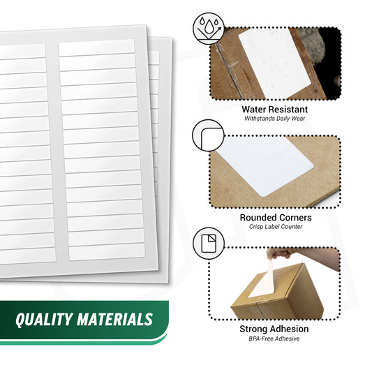 3.4375 x 0.65625in Blank Labels: White Laser & Inkjet Printable (150 Sheets, 30 Label/Sheet)