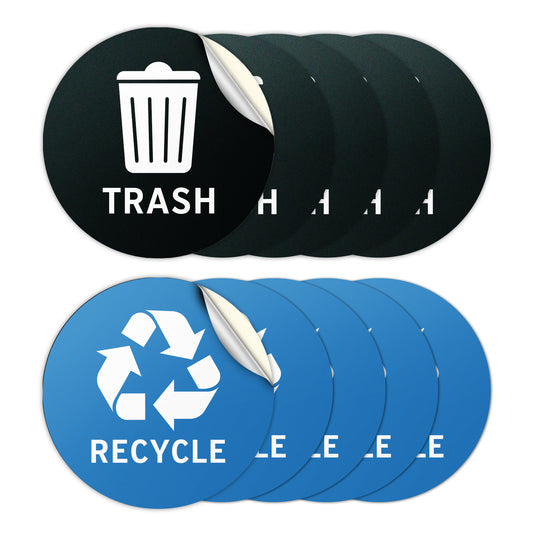 4in Waste Bin Label: Trash & Recycle Vinyl Decal (Mix Stickers)