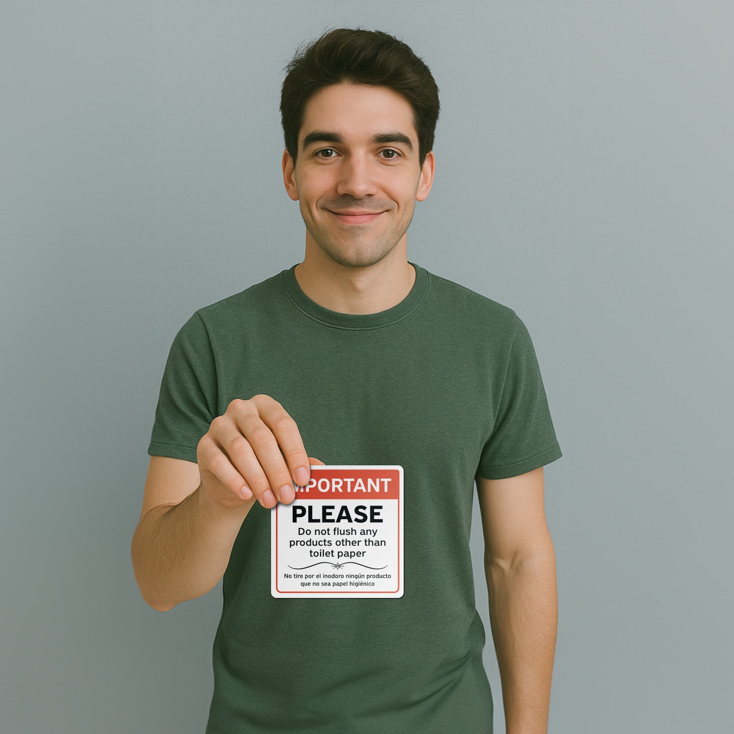 6 x 6in Restroom Sticker: Do Not Flush Bathroom Reminder (Bilingual)