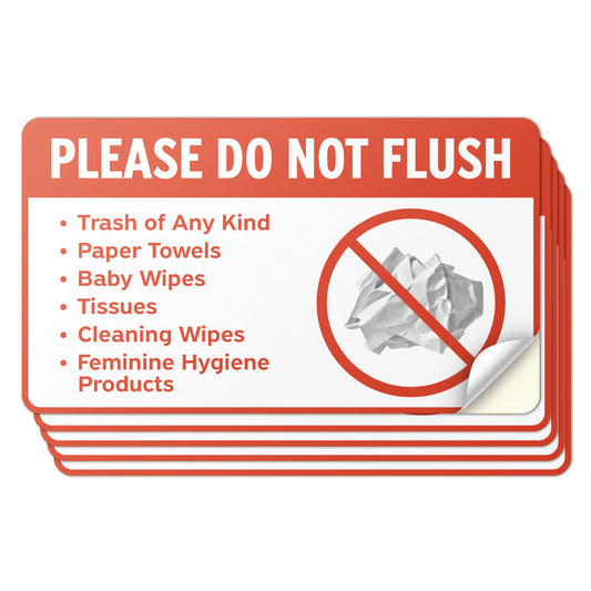 7 x 4in Restroom Sticker: Please Do Not Flush Sign
