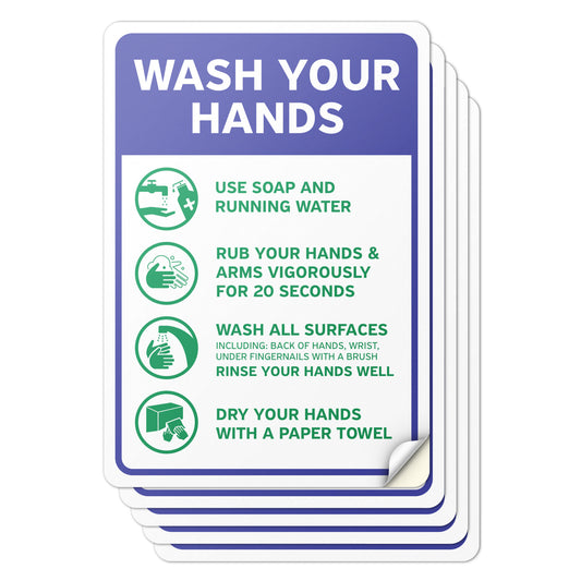 7 x 10in Hygiene Sticker: Wash Your Hands Instruction