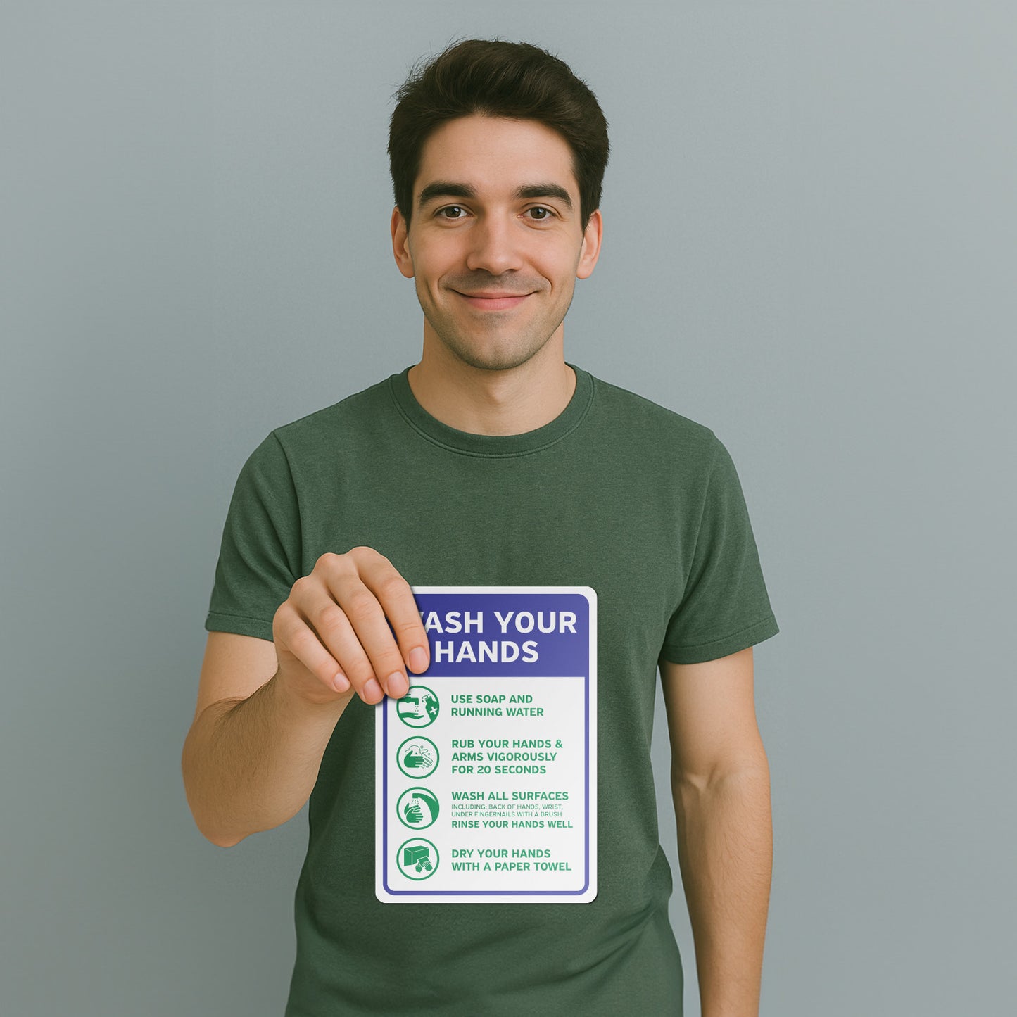 7 x 10in Hygiene Sticker: Wash Your Hands Instruction