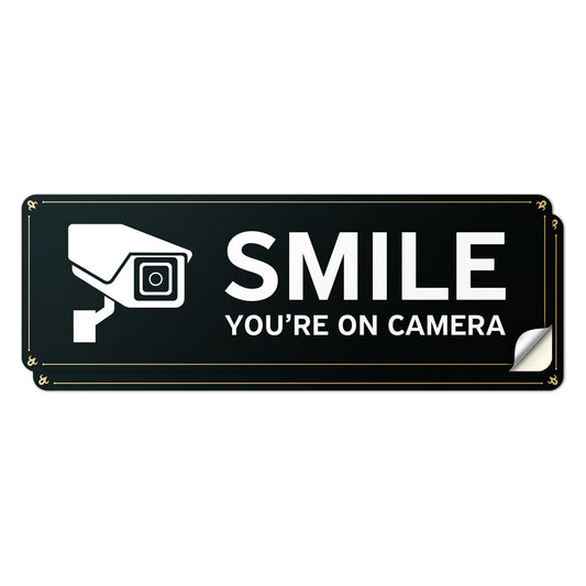 9 x 3in Security Sticker: Smile You're On Camera
