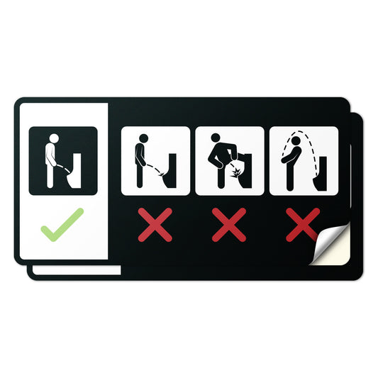 8 x 4in Restroom Decal: Correct Urinal Usage Sticker