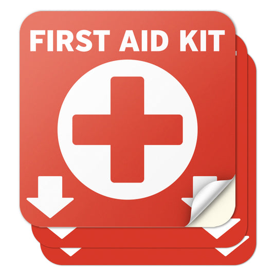 6 x 6in Safety Notice Decal: First Aid Kit Location Vinyl Sticker