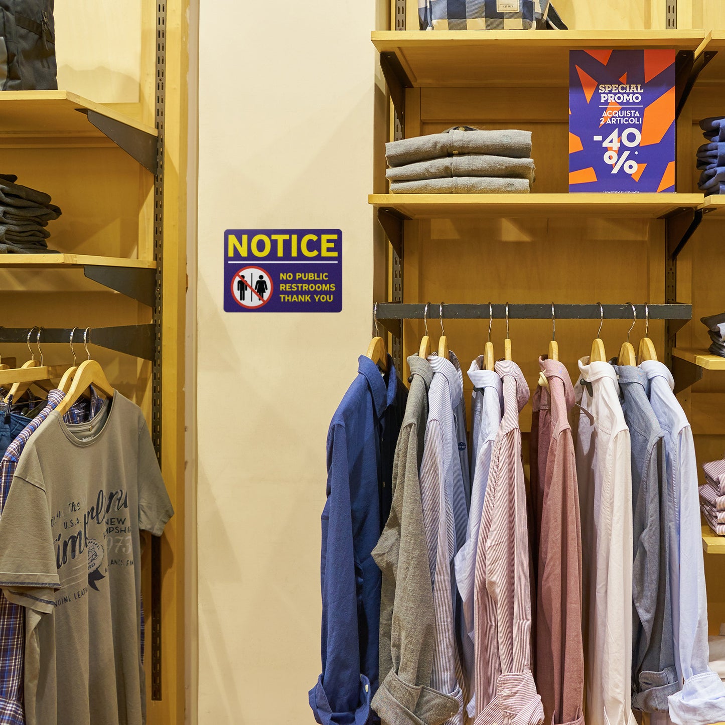 10 x 7in Public Sign: No Public Restrooms Notice Sticker