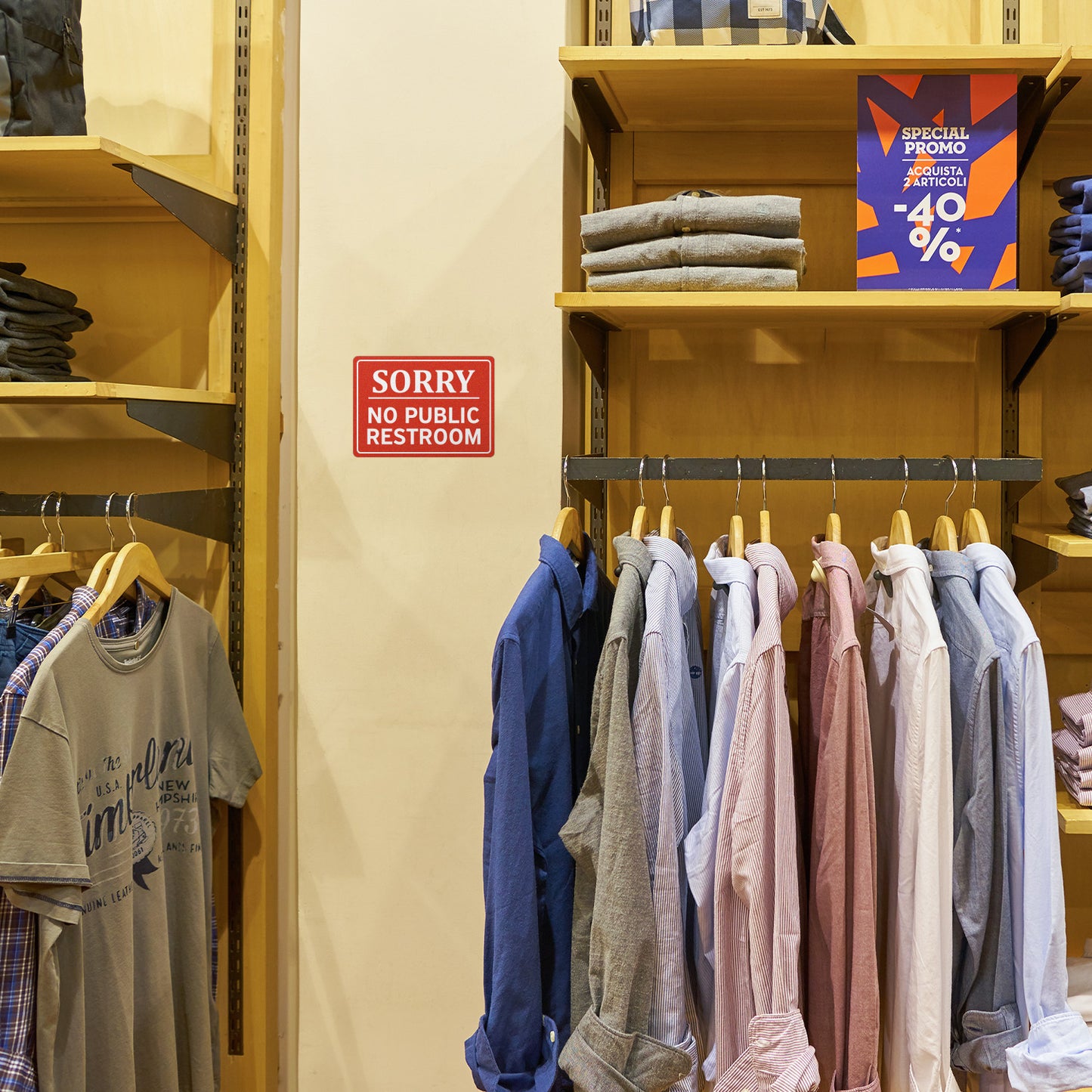 7 x 5in Public Sign: Sorry No Public Restroom Vinyl Sticker