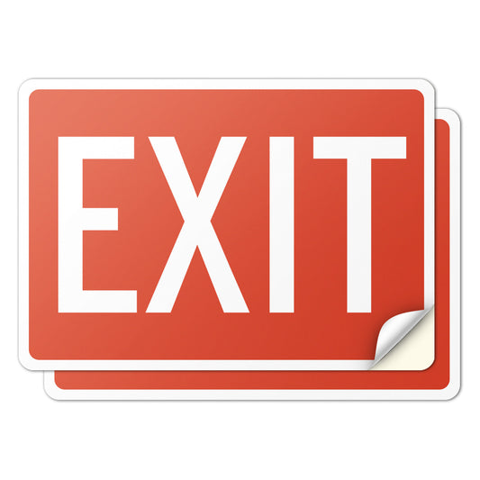 10 x 7in Exit Safety Sign: High-Visibility Red Vinyl Sticker Decal
