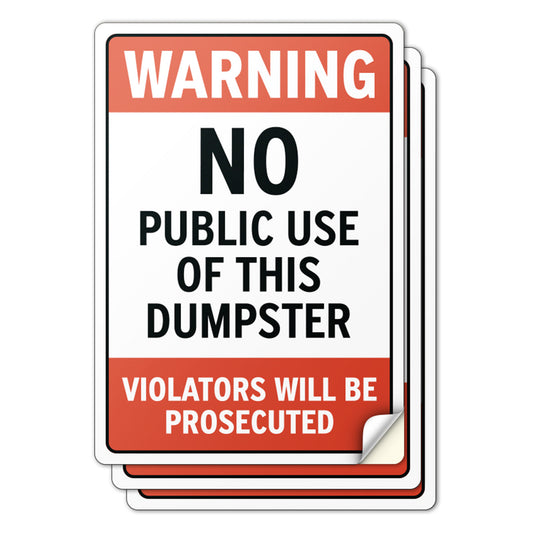 10 x 7in Warning Sticker: No Public Use of Dumpster Waste Bin Label