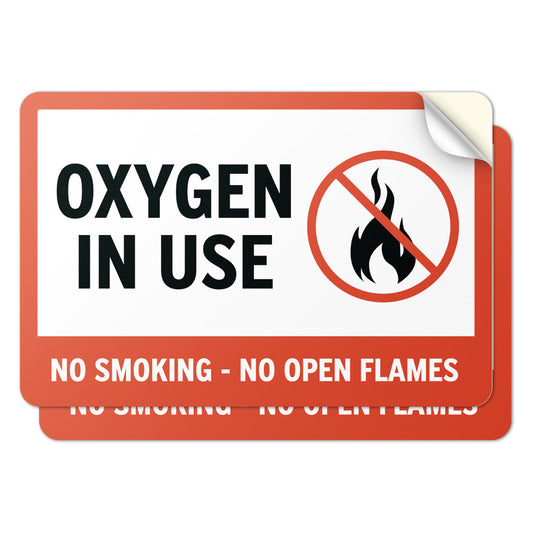 6 x 4in Safety Sticker: Oxygen In Use No Smoking Decal