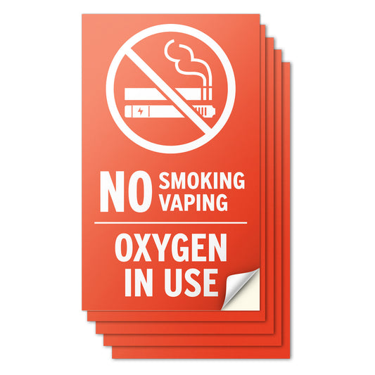 3 x 5in Oxygen In Use Decal: No Smoking, No Vaping Sticker: