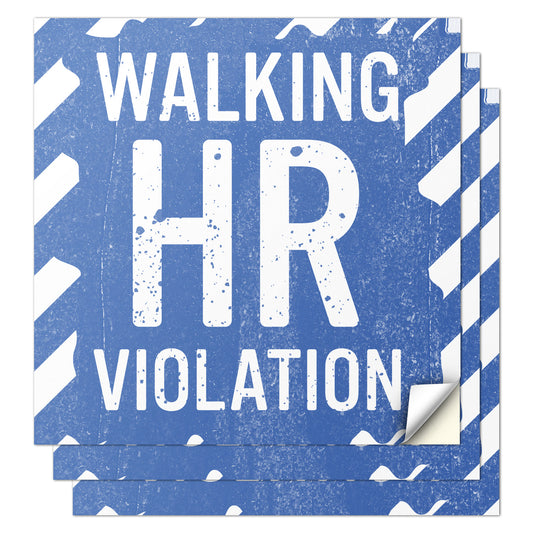 2 x 2in Funny Office Humor Decal: Walking HR Violation Vinyl Sticker