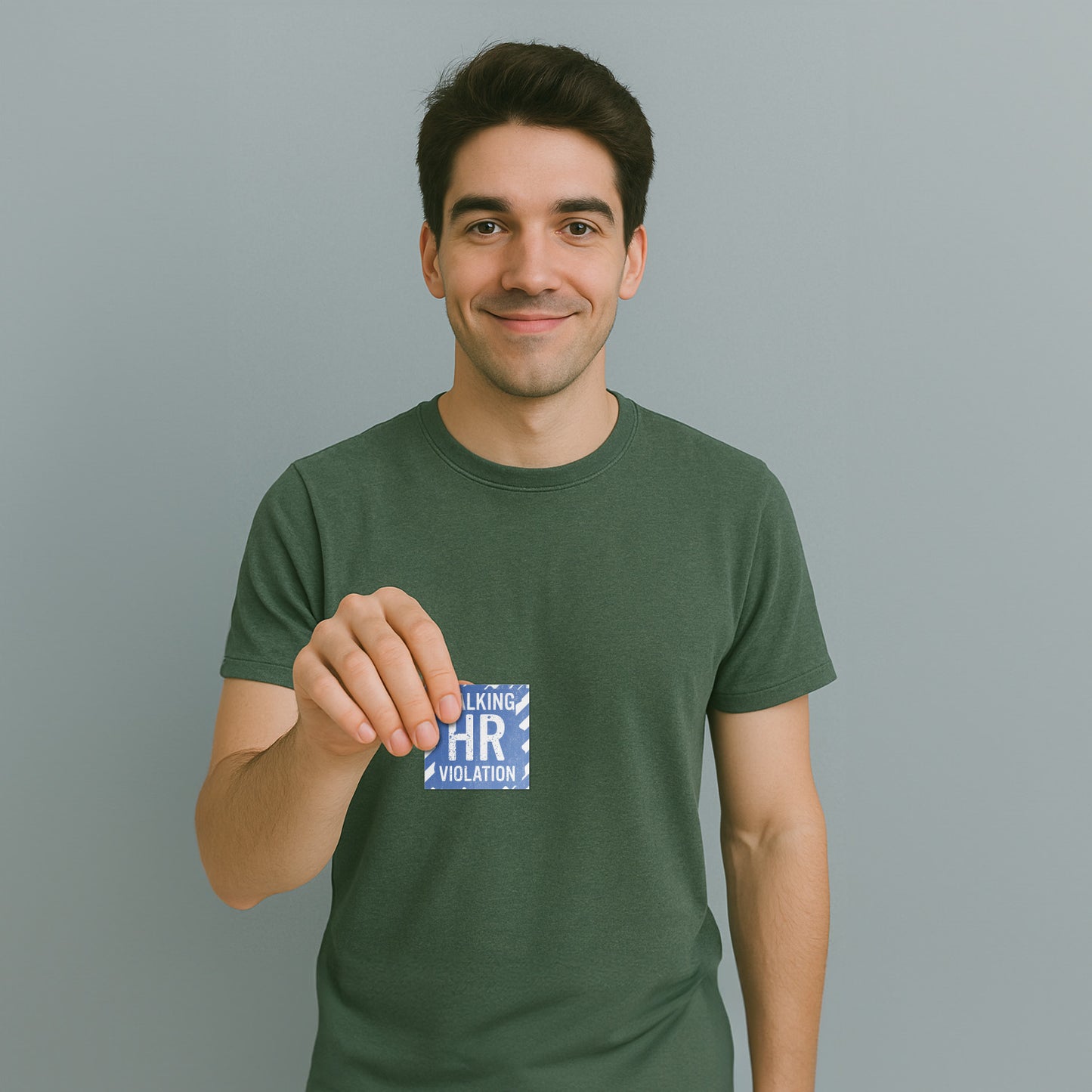 2 x 2in Funny Office Humor Decal: Walking HR Violation Vinyl Sticker