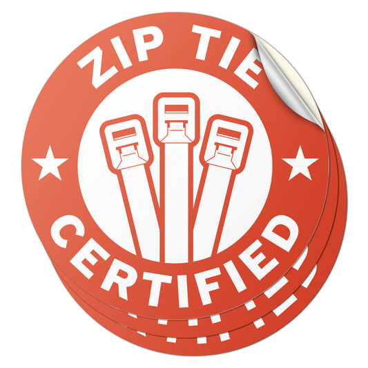 3 x 3in Humor Sticker: Zip Tie Certified Decal