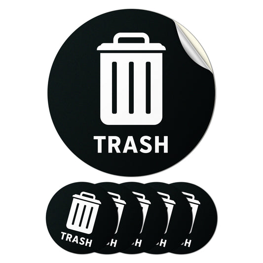 5 inch Sorting Label: Trash Text & Symbol Vinyl Sticker