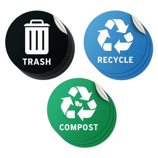 5 inch Sorting Label: Trash Recycle Compost Mixed Sticker