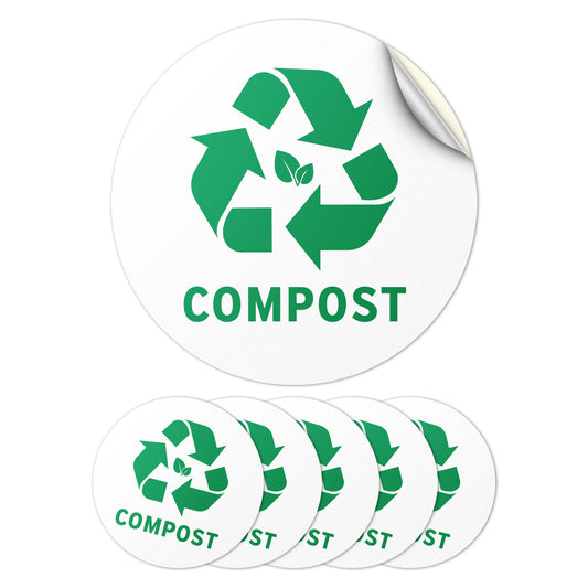 5in Waste Bin Label: Compost Image Green Sticker
