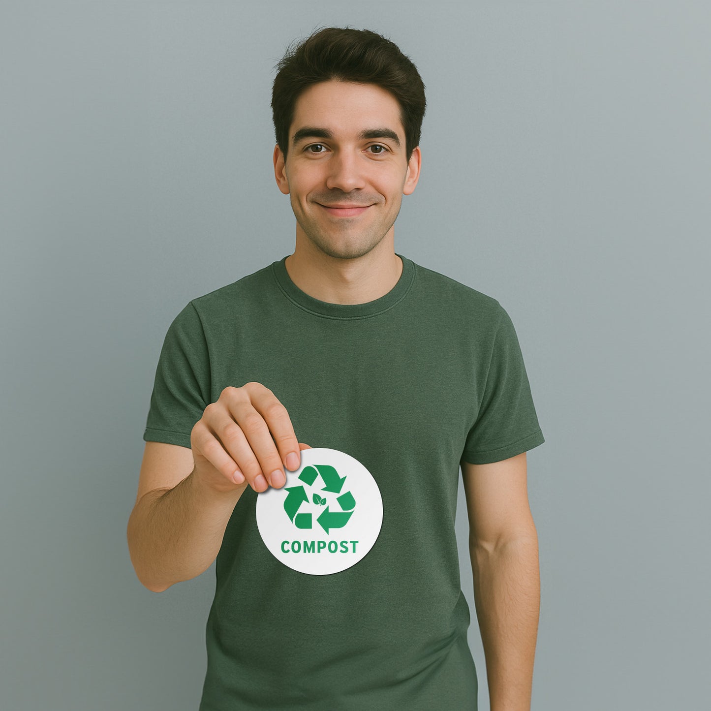 5in Waste Bin Label: Compost Image Green Sticker